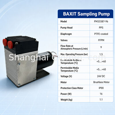BAXIT PM33387-96 Corrosion Resistant Gas Sampling Pump DC24V Micro Diaphragm Pump for CEMS VOC Flue Gas Sampling